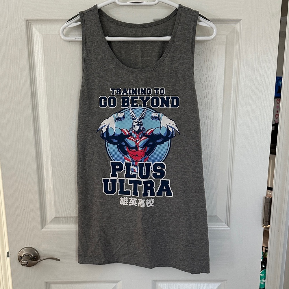 Gray Tank Top with Graphic Print